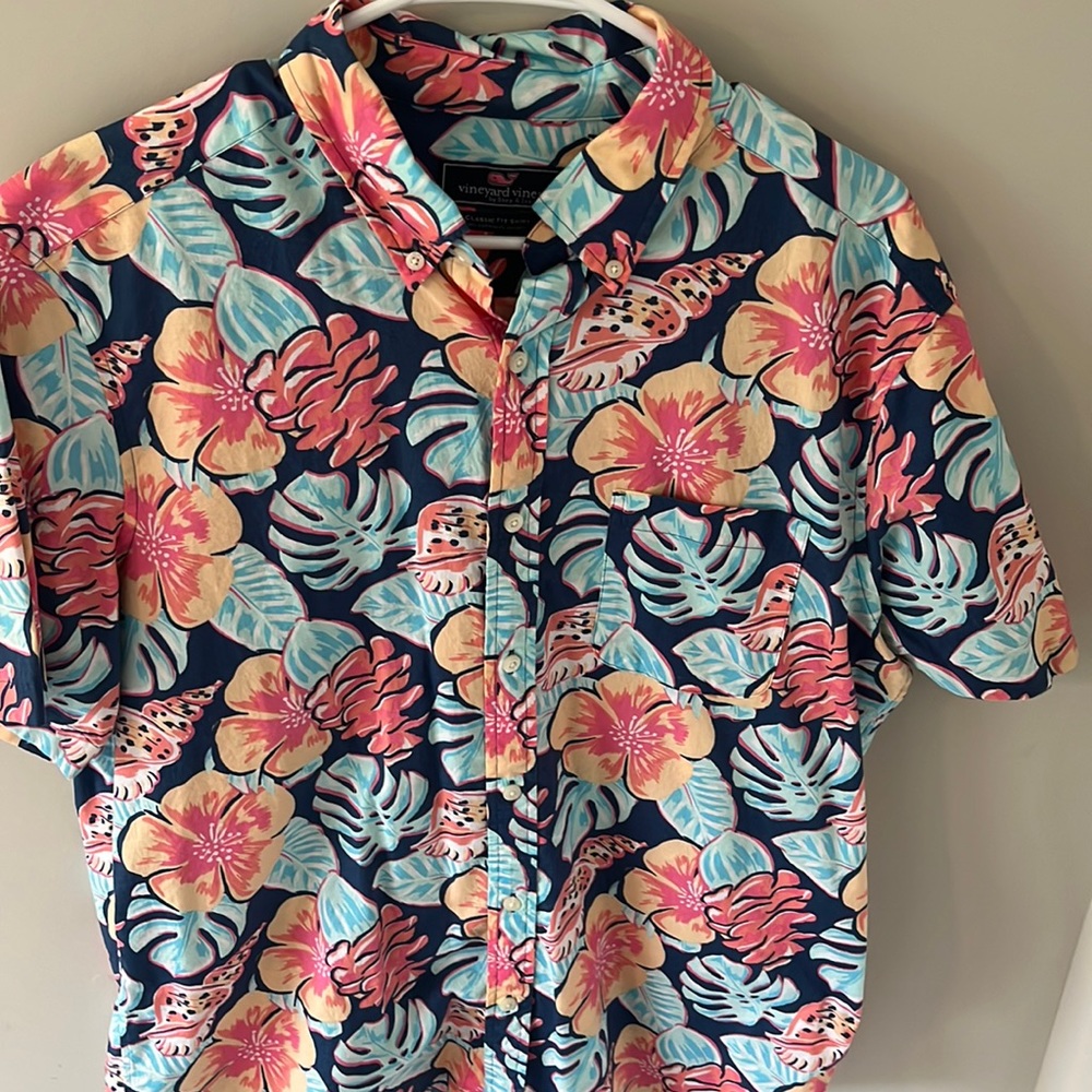 Vineyard Vines Floral Button Down Shirt - Blue, Pink, Yellow